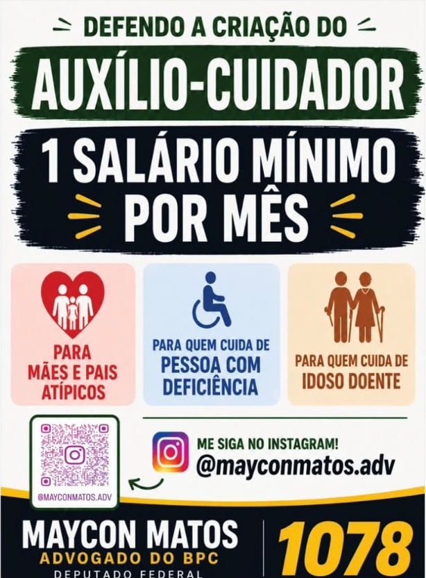 Auxílio-Cuidador 1 Salário Mínimo Por Mês para Mães e Pais Atípicos, PCD e Idoso Doente